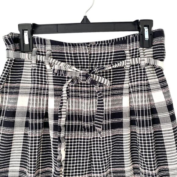 Ett TWA Anthropologie Luca Plaid Black White Pink Wide Leg Belted Pants size 4 - Picture 6 of 13